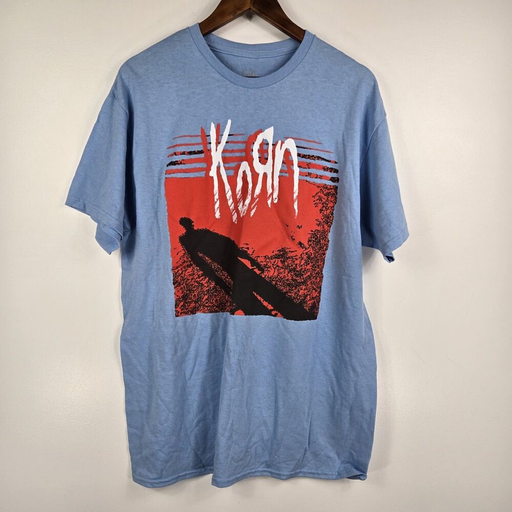 Korn Men's Size Large Blue Red Short Sleeve T Shirt‎
